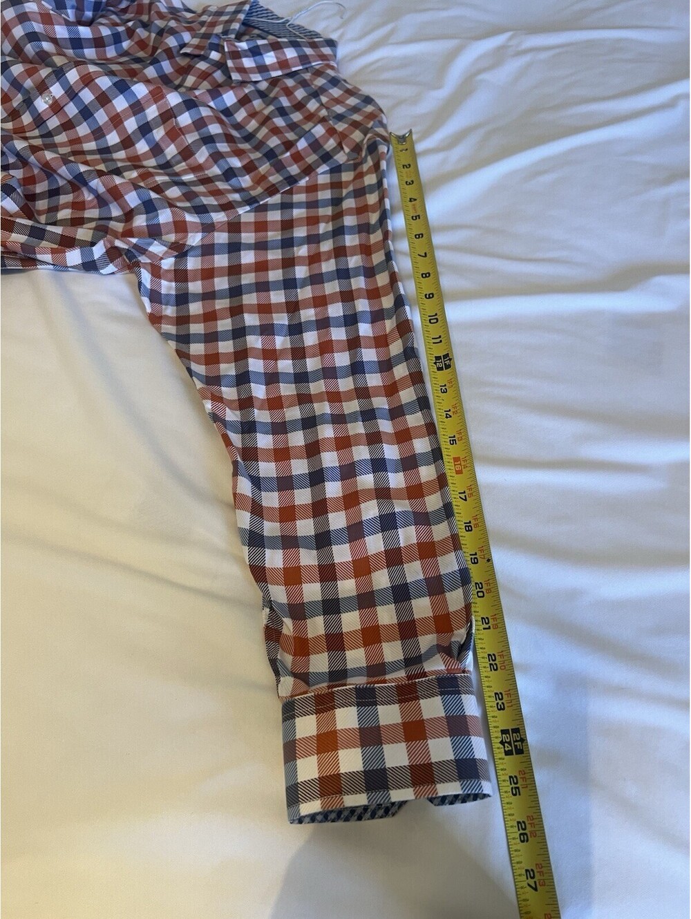 Johnston & Murphy Shirt XXL US Blue Check Flip Cuff Button Up Long Sleeve Mens - Picture 15 of 15